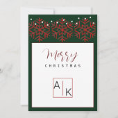 Elegant Bourgogne Tartan Monogram Feestdagenkaart (Voorkant)