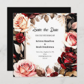 Elegant Bourgogne Trendy Save The Date (Voorkant / Achterkant)
