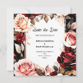 Elegant Bourgogne Trendy Save The Date (Voorkant)