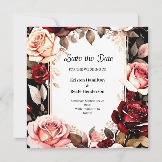 Elegant Bourgogne Trendy Save The Date (Voorkant)