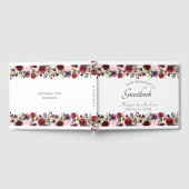 Elegant Bourgogne Violet Bloemen Bruiloft Monogram Gastenboek (Volledig)