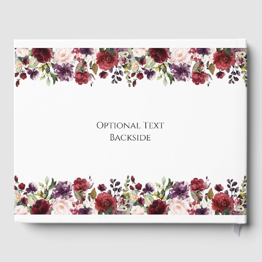 Elegant Bourgogne Violet Bloemen Bruiloft Monogram Gastenboek (Achterkant)
