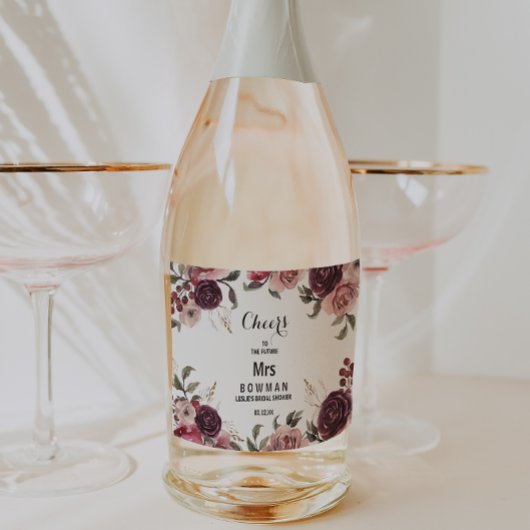 Elegant Bourgogne Vrijgezellenfeest Mousserende Wi Sparkling Wijnetiket