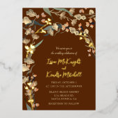 Elegant Bourgogne Wine Sage Botanical Wedding Folie Uitnodiging (Voorkant)