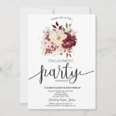 Elegant Bourgogne wit bloemen Verloving Kaart (Voorkant)