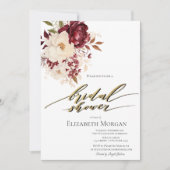 Elegant Bourgogne wit bloemen Vrijgezellenfeest Kaart (Voorkant)