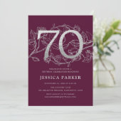 Elegant Bourgogne Zilver 70e Verjaardag Kaart (Staand voorkant)