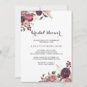 Elegant Bourgogne zomerbloemenVrijgezellenfeest Kaart (Voorkant)