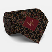 Elegant Bourgogne & zwart monogram Stropdas (Opgerold)