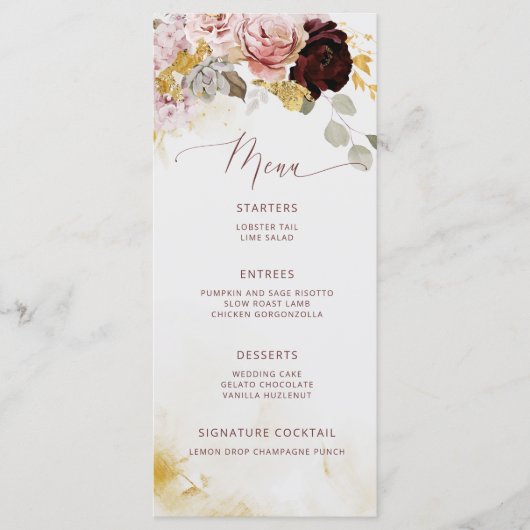 Elegant Bourgognig goudfeest Menu (Voorkant)