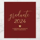 Elegant Bourgondië Afstuderen 2024 Afstudeerfeest Wijn Etiket (Enkel label)