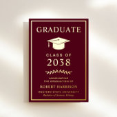 Elegant Bourgondië Afstuderen Folie Aankondiging