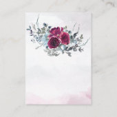 Elegant Bourgondië Blauw Wit Rozen Bruiloft Informatiekaartje (Achterkant)