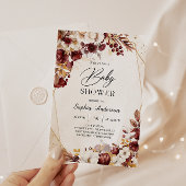 Elegant Bourgondië Bloemen Baby shower Uitnodiging