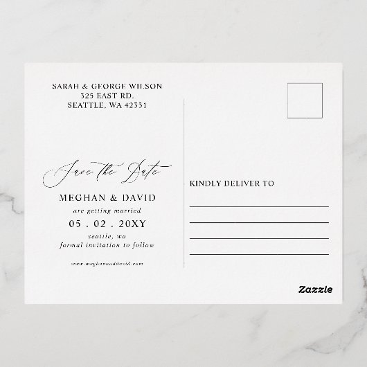 Elegant Bourgondië Blush Bloemen Save the Date Folie Uitnodiging Briefkaart (Achterkant)