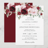 Elegant Bourgondië Blush Pioenrozen Roos Bloemenbr Kaart (Voorkant / Achterkant)