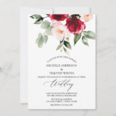 Elegant Bourgondië Blush Waterverf Bloemen Aankondiging (Voorkant)