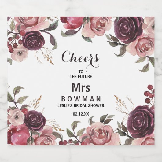 Elegant Bourgondië Bruiloft Sparkling Wijn Label Sparkling Wijnetiket (Enkel label)