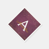 Elegant Bourgondië en goudfolie Confetti Monogram Servet (Hoek)