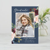 Elegant Bourgondië en Navy Afstudeerder Foto Afstu Aankondiging (Staand voorkant)