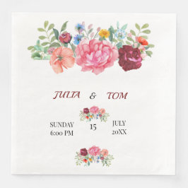 Elegant Bourgondië en roze bloem Servet