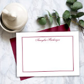 Elegant Bourgondië en wit gepersonaliseerd Notitiekaartje