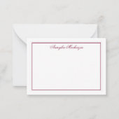 Elegant Bourgondië en wit gepersonaliseerd Notitiekaartje (Voorkant)
