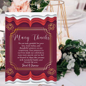 Elegant Bourgondië & Gold Boho Wedding Jubileum Bedankkaart