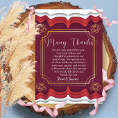 Elegant Bourgondië & Gold Boho Wedding Jubileum Bedankkaart