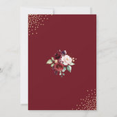 Elegant Bourgondië & Goud Bloemen Waterverf Bruilo Kaart (Achterkant)