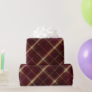 Elegant Bourgondië Goud Koninklijk Wijn Schotse Ru Cadeaupapier