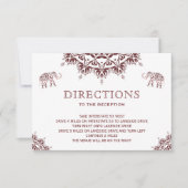 Elegant Bourgondië Henna Indian Wedding Routebesch Kaart (Voorkant)