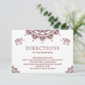 Elegant Bourgondië Henna Indian Wedding Routebesch Kaart (Staand voorkant)