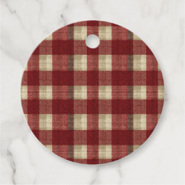 Elegant Bourgondië Ivoor Roest Rood Geruit Patroon Bedankjes Labels