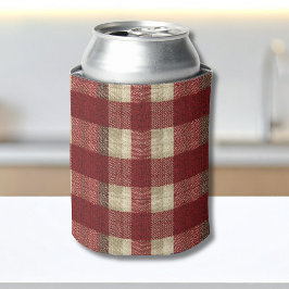 Elegant Bourgondië Ivoor Roest Rood Geruit Patroon Blikjeskoeler