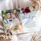 Elegant Bourgondië Ivoor Wit Bloemen Bruiloft Foto Bedankkaart