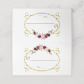 Elegant Bourgondië Marsala Bloemrijke Herfst Tafel Plaatskaartje (Buitenkant ongevouwen)