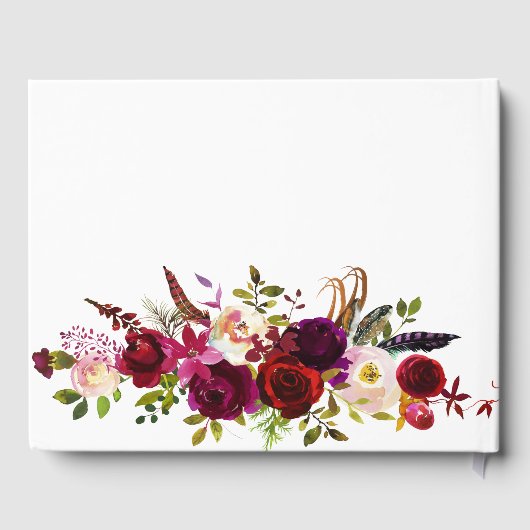 Elegant Bourgondië Marsala Bohemian Bloemen Bruilo Gastenboek (Achterkant)