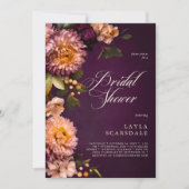 Elegant Bourgondië Moody Floral Script Vrijgezelle Kaart (Voorkant)