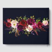 Elegant Bourgondië Navy Blauw Bohemian Bloemen Bru Gastenboek (Achterkant)