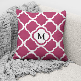 Elegant Bourgondië Patroon met Monogram Kussen