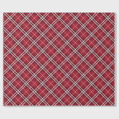 Elegant Bourgondië Plaid Patroon Kerstmis Cadeaupapier (Vlak)