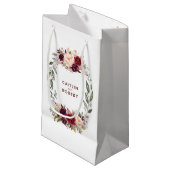 Elegant Bourgondië Rode Waterverf Bloemen Bruiloft Klein Cadeauzakje (Voorkant Gekanteld)