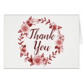 Elegant Bourgondië Roos krans bruiloft dank u (Voorkant Horizontaal)