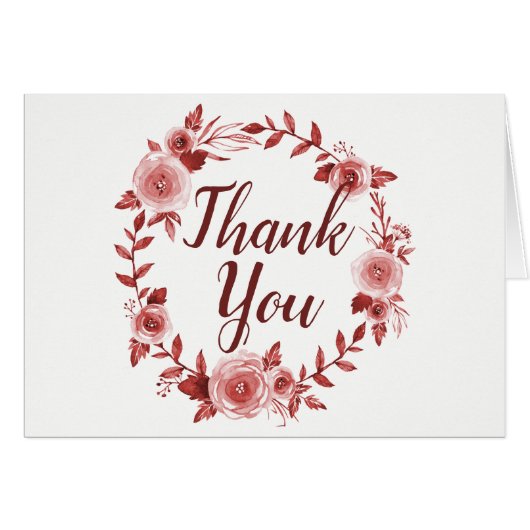 Elegant Bourgondië Roos krans bruiloft dank u (Voorkant Horizontaal)