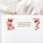 Elegant Bourgondië Roos krans Waterverf Adres Etiket (Insitu)