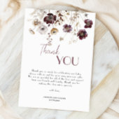 Elegant Bourgondië Wildflowers Baby shower Bedankkaart