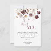 Elegant Bourgondië Wildflowers Baby shower Bedankkaart (Voorkant)