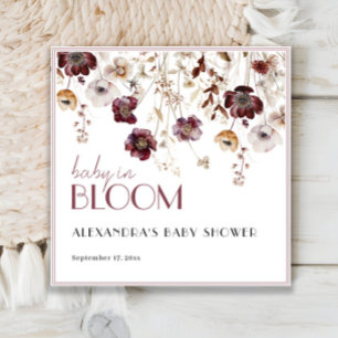 Elegant Bourgondië Wildflowers Baby shower Servet