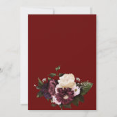 Elegant Bourgondië & Wit Bloemen Waterverf bruilof Kaart (Achterkant)
